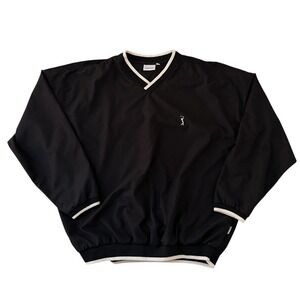Y2K Volvo Vintage Pullover Jacket M‎ Black White Trim Windbreaker USA Made
